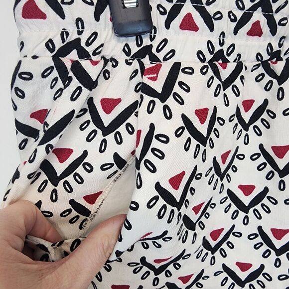 Loft Geo Linen Blend Shorts Size S Pull On Elastic Waist Drawstring Pockets - Picture 5 of 9